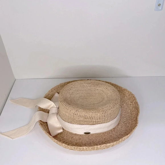 Scala The Collection Hat Woven Straw Raffia Natural/Cream beach poolside vacay - Picture 3 of 9